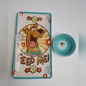 Scooby Doo Retro Flowers Feed Me Ceramic Sushi 2-Piece Set By Silver Buffalo